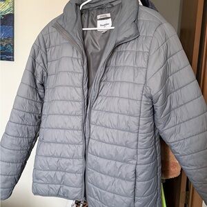 Gray lightweight puffer coat